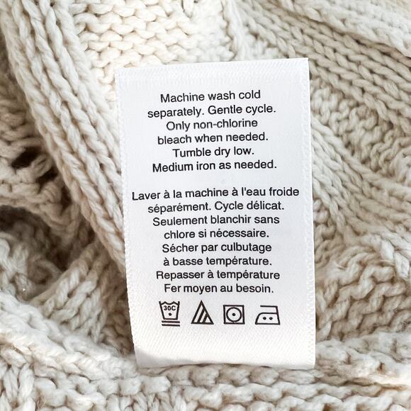 Coldwater Creek Cardigan Womens M Cable Knit Chunky Fall Crochet Boho Fisherman - Picture 6 of 6